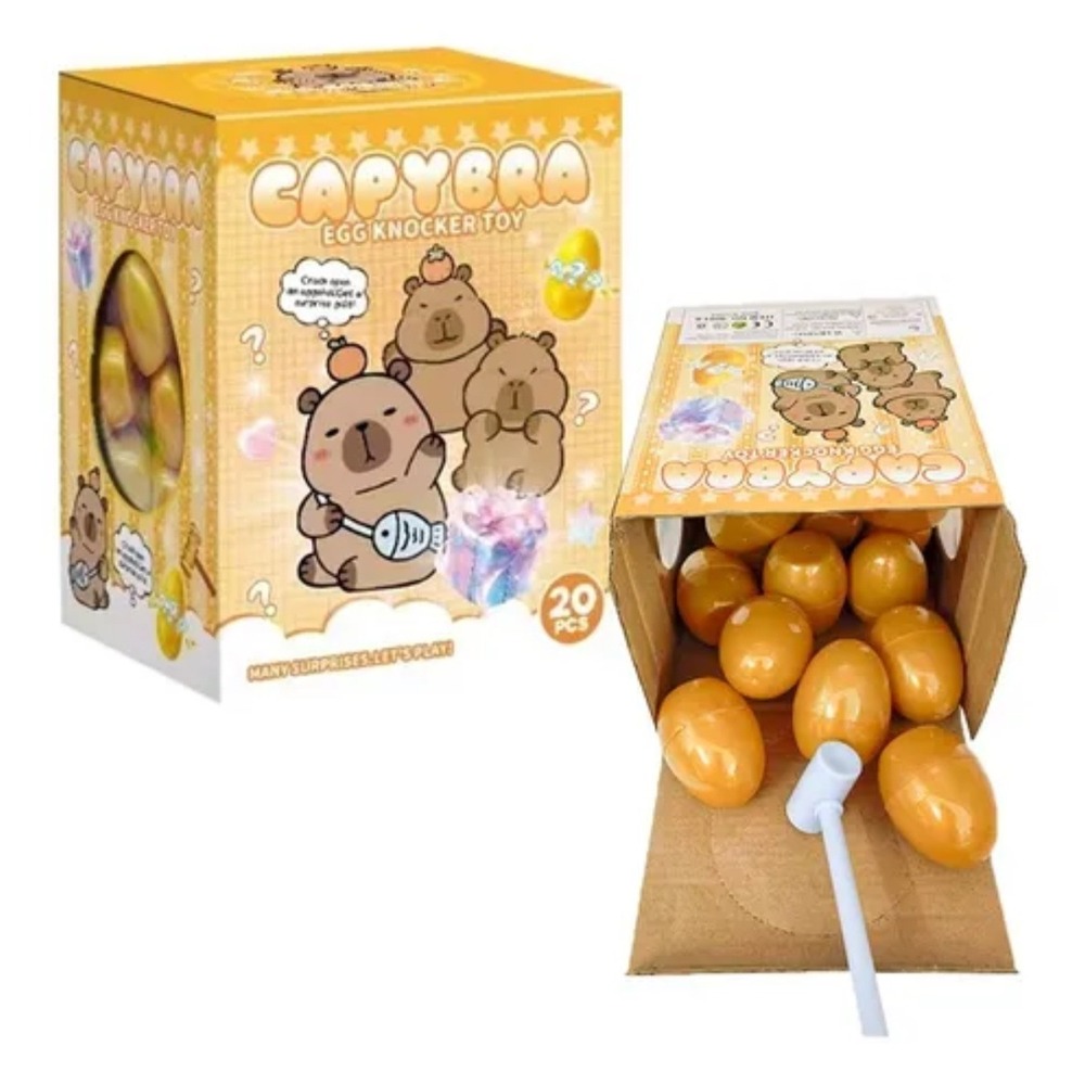 Capybara Egg Knocker Toy Kids 20 Piece Gold Surprise Mystery Box Gacha Kawaii